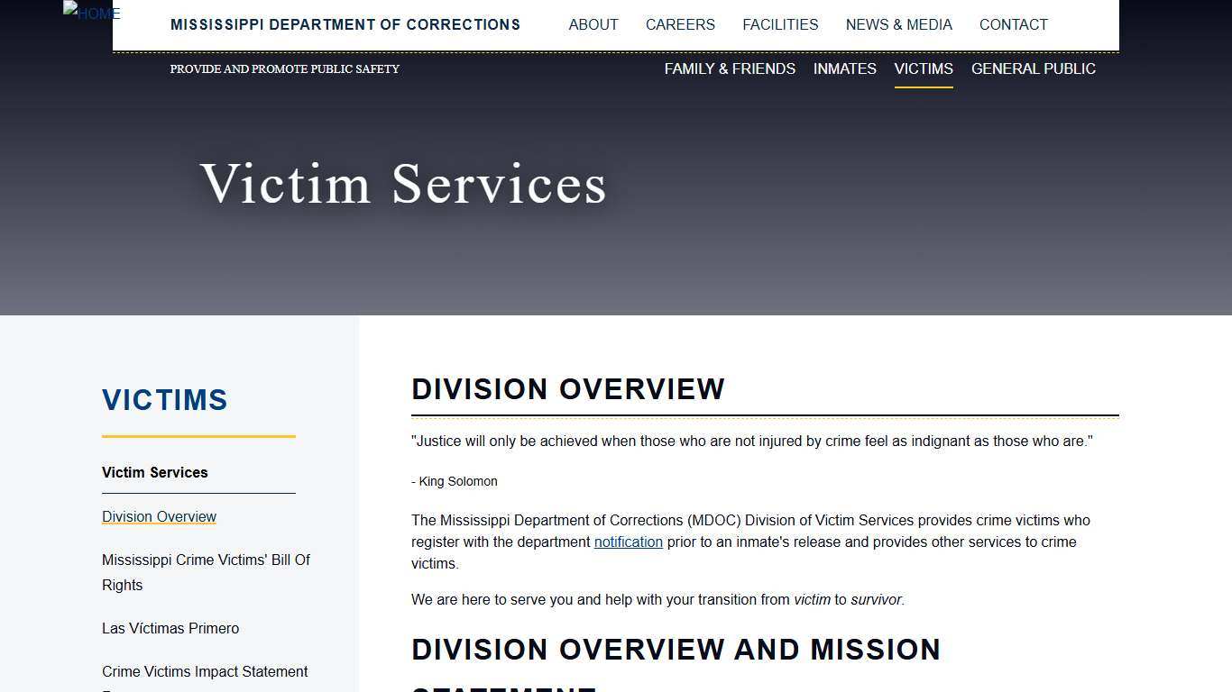 Division Overview | Mississippi Department of Corrections